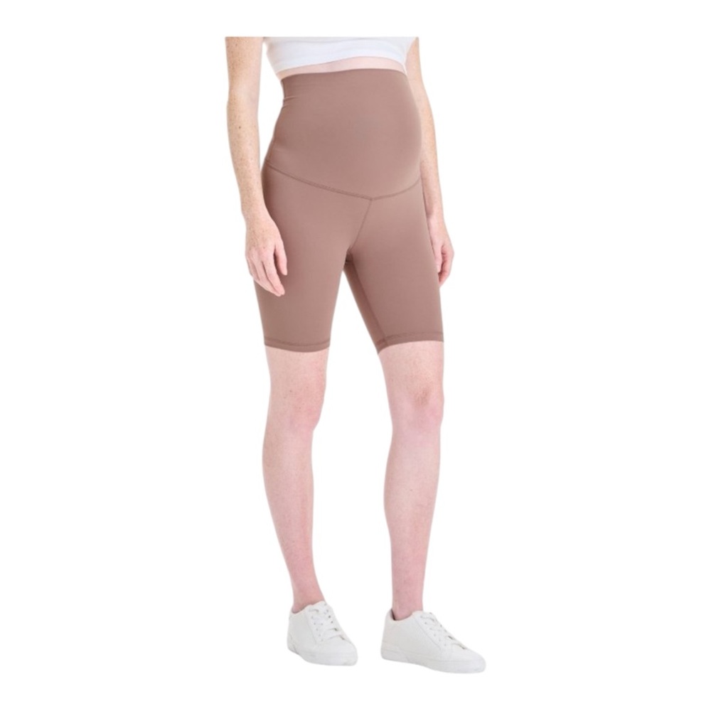 Isabel Maternity Ingrid & Isabel Over Belly Bike Shorts Taupe Small NWT